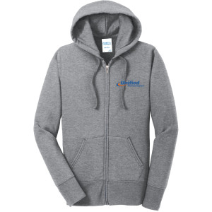 Port & Company® Women's Core Fleece Full-Zip Hooded Sweatshirt - LPC78ZH (Blue Logo)