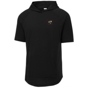 Bee on W emb Tri-Blend SS Hooded Tee