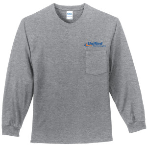 Port & Company® Long Sleeve Essential Pocket Tee - PC61LSP (Blue Logo)