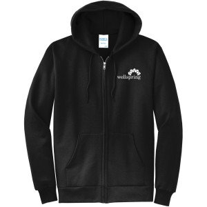 Port & Company® Core Fleece Full-Zip Hooded Sweatshirt - PC78ZH (White Logo)