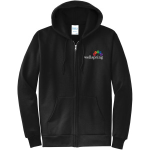 Port & Company® Core Fleece Full-Zip Hooded Sweatshirt - PC78ZH (White Rainbow Logo)
