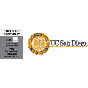 RIGHT CHEST: UC SAN DIEGO (NAVY TEXT) WITH SEAL