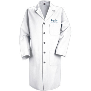 LEFT CHEST TEXT ON BLANK STUDENT LAB COAT