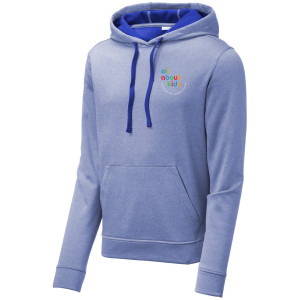 Sport-Tek ® PosiCharge ® Sport-Wick ® Heather Fleece Hooded Pullover – ST264 (White Logo Left Chest)