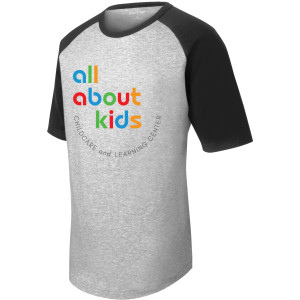 Sport-Tek® Short Sleeve Colorblock Raglan Jersey – T201 (Grey Full Front Logo)