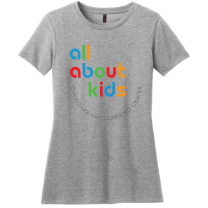 District® Women’s Perfect Blend® CVC Tee - DM108L (Grey Full Front Logo)