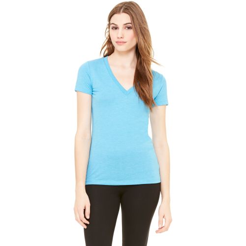 Ladies’ Triblend Short-Sleeve Deep V-Neck T-Shirt