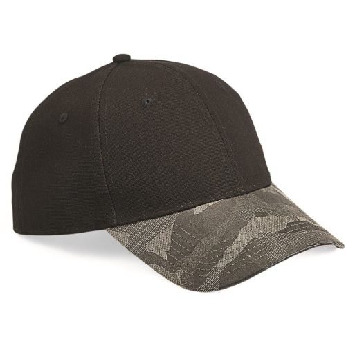 Canvas Crown Cap with Weathered Camo Visor