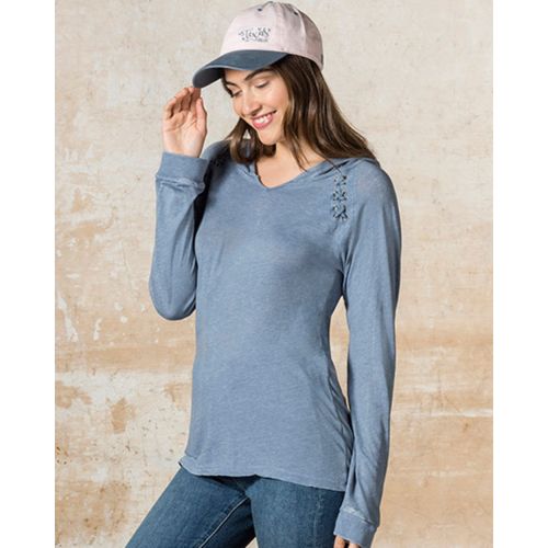 Women’s Lace Shoulder Hooded Pullover T-Shirt