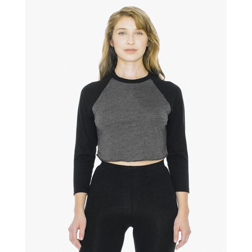 Ladies’ Poly-Cotton 3/4-Sleeve Cropped T-Shirt