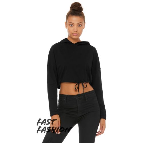 Fast Fashion Ladies’ Cinched Cropped Hooded T-Shirt