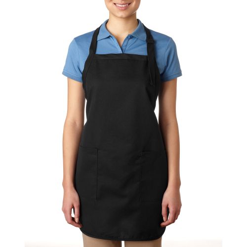65% polyester / 35% cotton Deluxe Full-Length Bib Apron