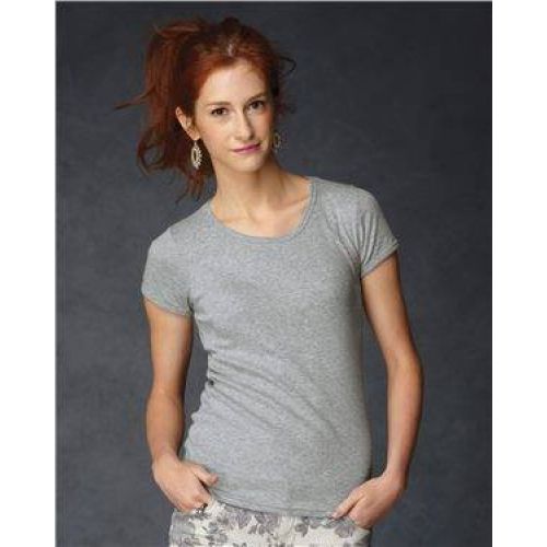 Ladies’ 1×1 Rib Cap Sleeve Scoopneck T-Shirt