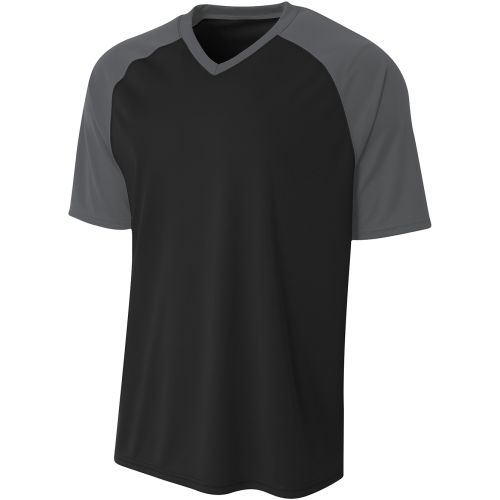 Youth Polyester V-Neck Strike Jersey with Contrast Sleeves