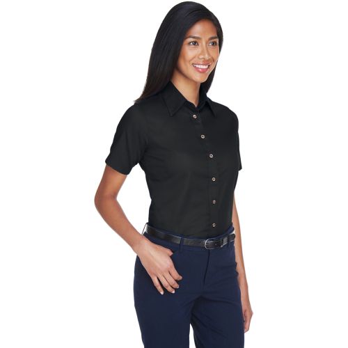 Harriton Ladies’ Easy Blend Short-Sleeve Twill Shirt with Stain-Release (item# M500SW)