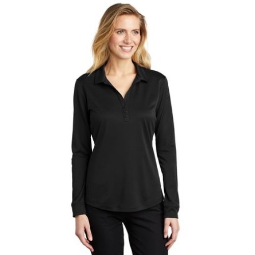 Port Authority Ladies Silk Touch Performance Long Sleeve Polo.