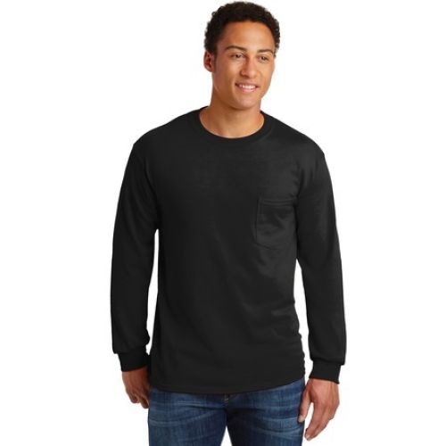 Gildan – Ultra Cotton 100% Cotton Long Sleeve T-Shirt with Pocket.