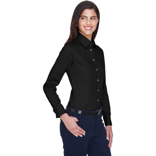 Harriton Ladies’ Easy Blend Long-Sleeve TwillShirt with Stain-Release (item# M500W)