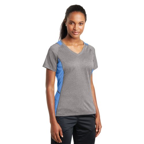 Ladies Heather Colorblock Contender V-Neck Tee