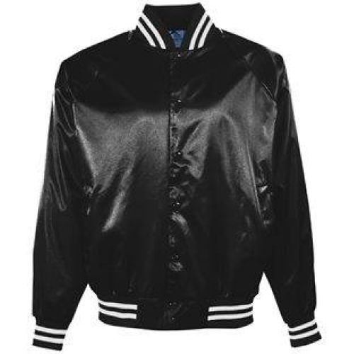 Satin Baseball Jacket Striped Trim