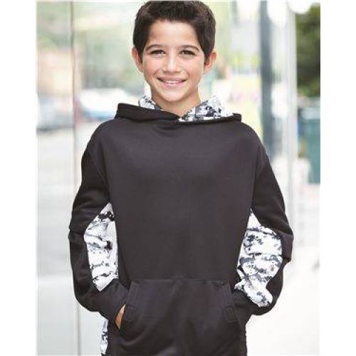 Digital Camo Youth Colorblock Performance Fleece Hooded Sweatshirt