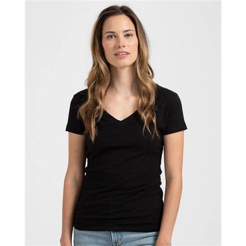 Tultex 214 Women’s Slim Fit Fine Jersey V-Neck T-Shirt