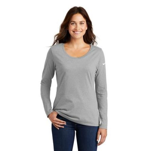 Ladies Core Cotton Long Sleeve Scoop Neck Tee.