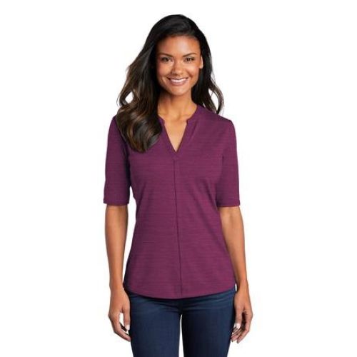 Ladies Stretch Heather Open Neck Top