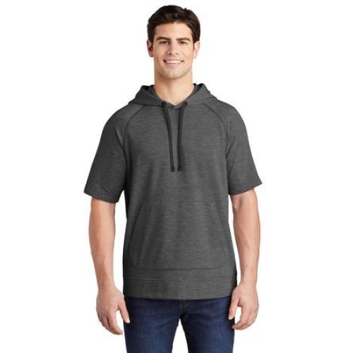 PosiCharge Tri-Blend Wicking Fleece Short Sleeve Hooded Pullover