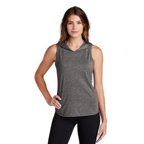 Ladies PosiCharge Tri-Blend Wicking Draft Hoodie Tank.