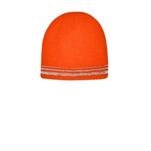 Lined Enhanced Visibility with Reflective Stripes Beanie