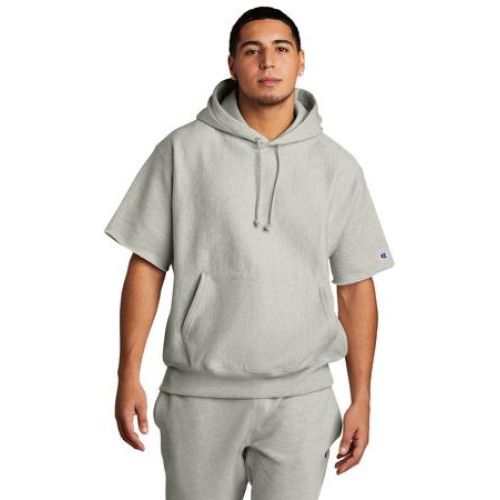 Reverse Weave Short Sleeve Hooded Sweatshirt