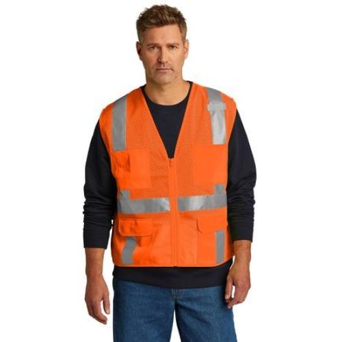 ANSI 107 Class 2 Mesh Six-Pocket Zippered Vest.