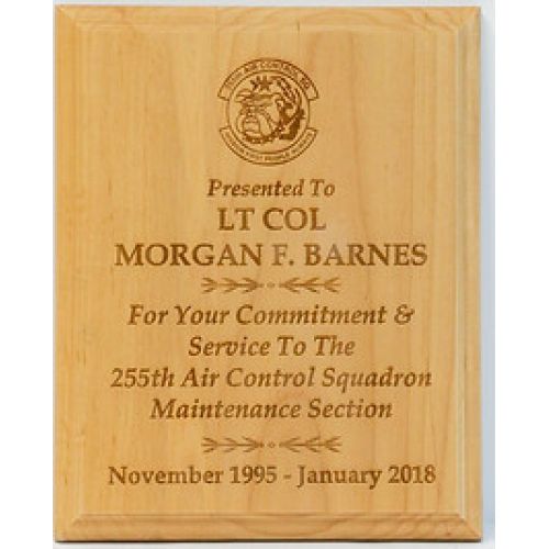 Red Alder Plaques – pictured with Direct engraving.