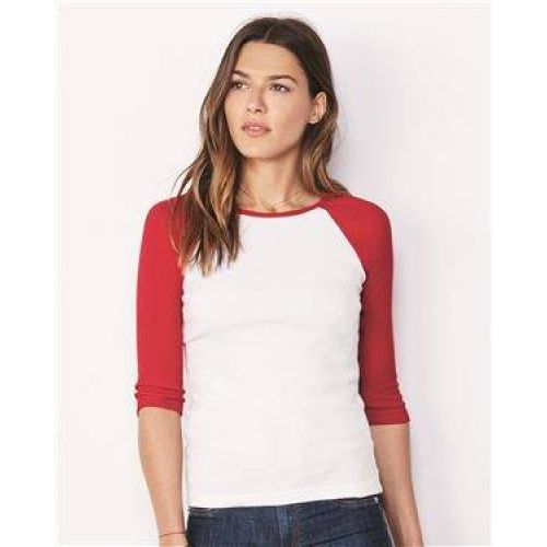 Women’s Baby Rib Three Quarter Sleeve Contrast Raglan Tee