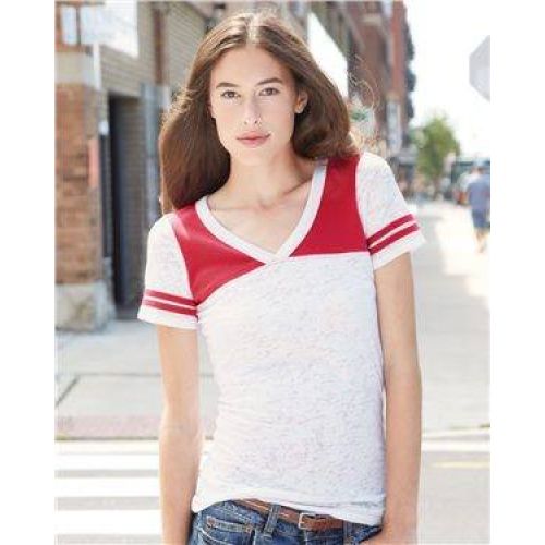 Juniors’ Burnout V-Neck Football T-Shirt