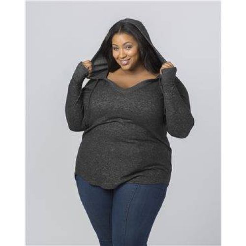 Women’s Plus Size Cuddle Fleece V-Neck Hooded Pullover