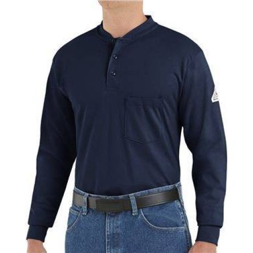 Long Sleeve Tagless Henley Shirt - Long Sizes