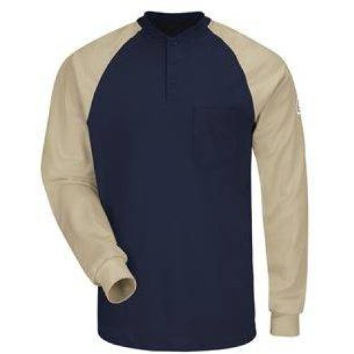 Long Sleeve Color-Block Tagless Henley Shirt