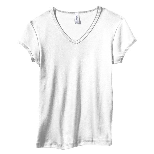 Bella Ladies’ 100% 1×1 Baby Rib Cap Sleeve V-Neck Tee