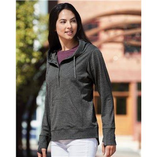 Omega Stretch Terry Women’s Snap Placket Hooded Pullover