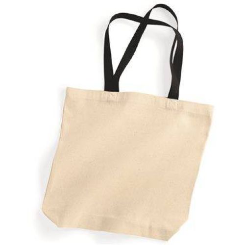 10 Ounce Gusseted Cotton Canvas Tote with Colored Handle