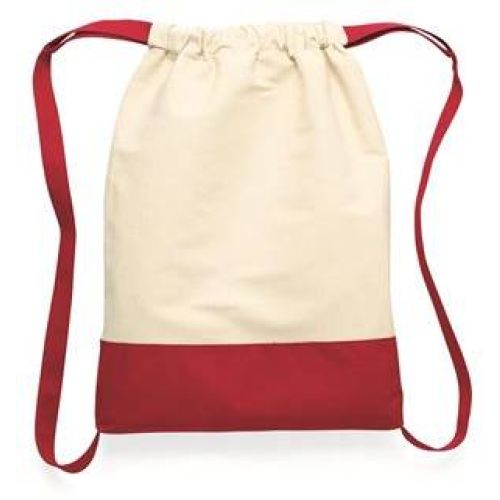 10 Ounce Cotton Canvas Contrast Bottom Drawstring Backpack