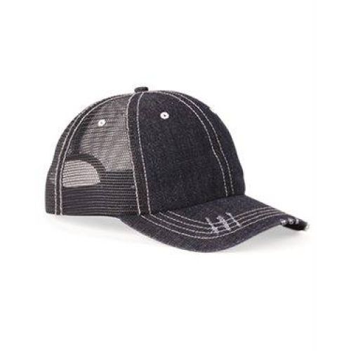 Herringbone Unstructured Contrast Stitch Trucker Cap