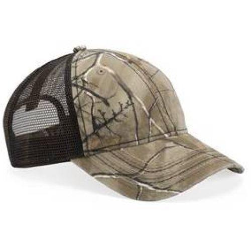 Camo Cap with Mesh Back and American Flag Undervisor