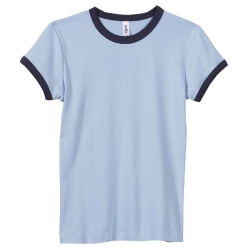Bella Ladies’ 100% 1×1 Baby Rib Short-Sleeve Ringer Tee