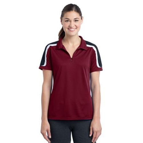 Sport-Tek Ladies Tricolor Shoulder Micropique Sport-Wick Polo