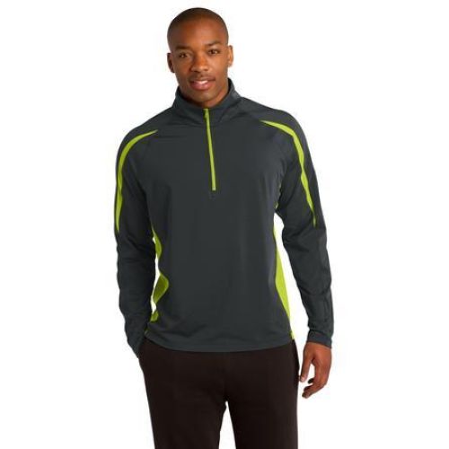 Sport-Tek Sport-Wick Stretch 1/2-Zip Colorblock Pullover