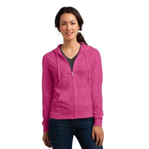 District DT2100 Women’s Fitted Jersey Full-Zip Hoodie