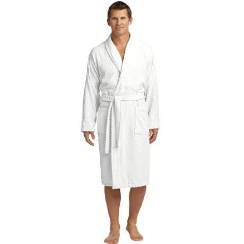 R103 Port Authority Checkered Terry Shawl Collar Robe